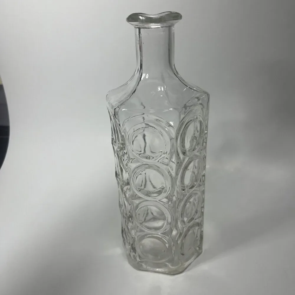 Vintage MCM 1964 Liquor Decanter Hexagon Circles